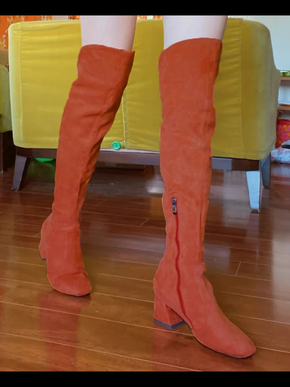 RARE UNICORN Over-the-Knee Suede Boots in Rust